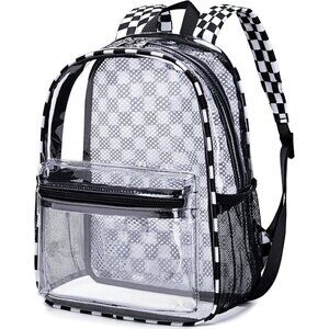 New Beautiful Black White Clear Small Backpack for Girls, Women's (12x12x6)